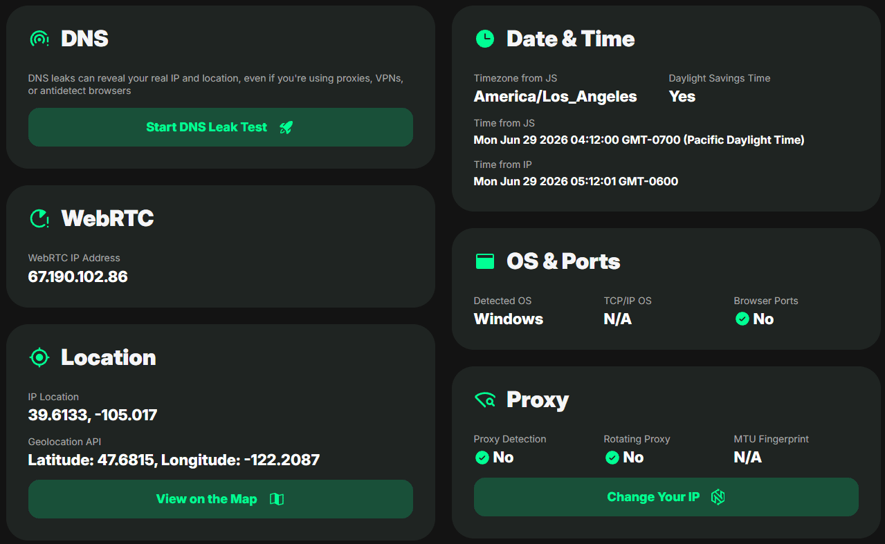 Metrik Keamanan DNS dan Geolocation Jaringan 711Proxy di Pixelscan