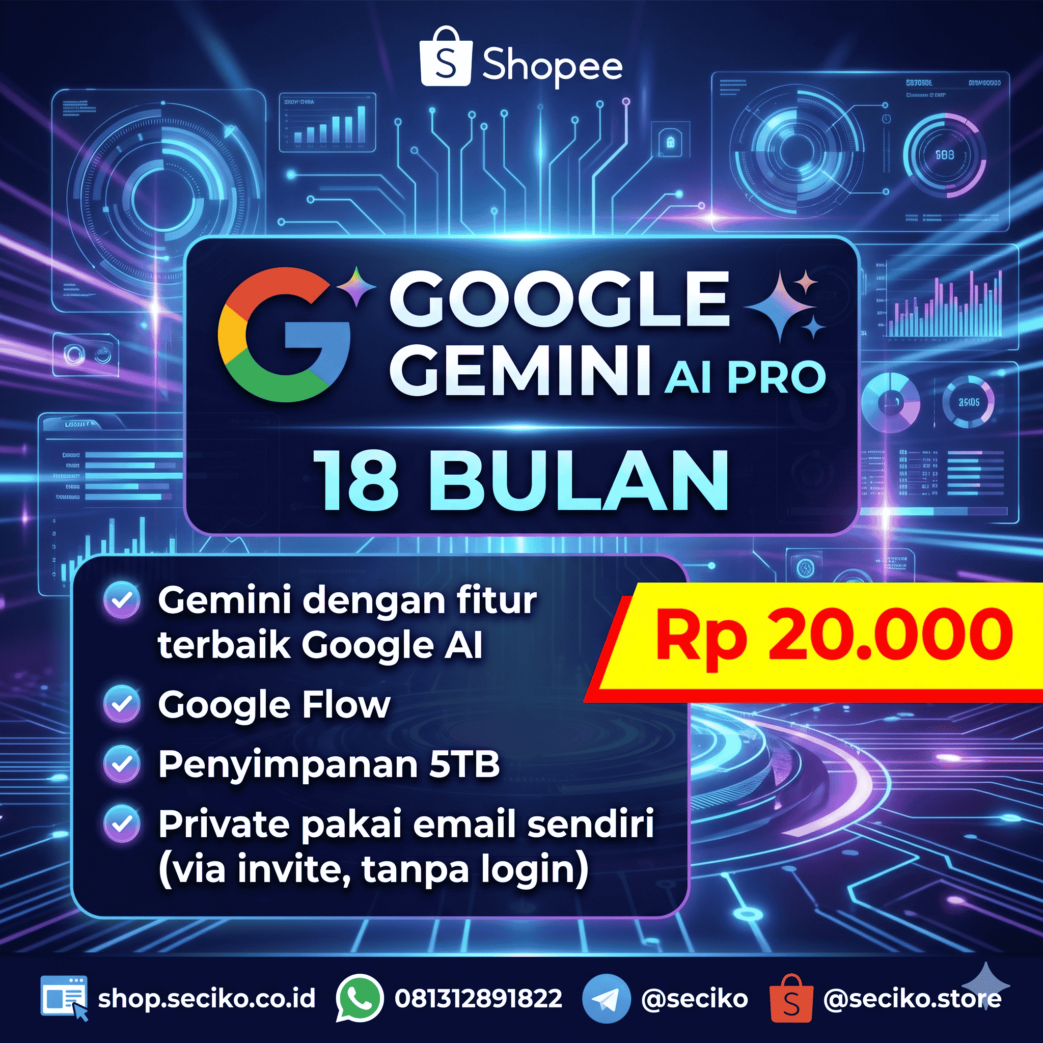 Beli Google Gemini AI Pro 18 Bulan Murah