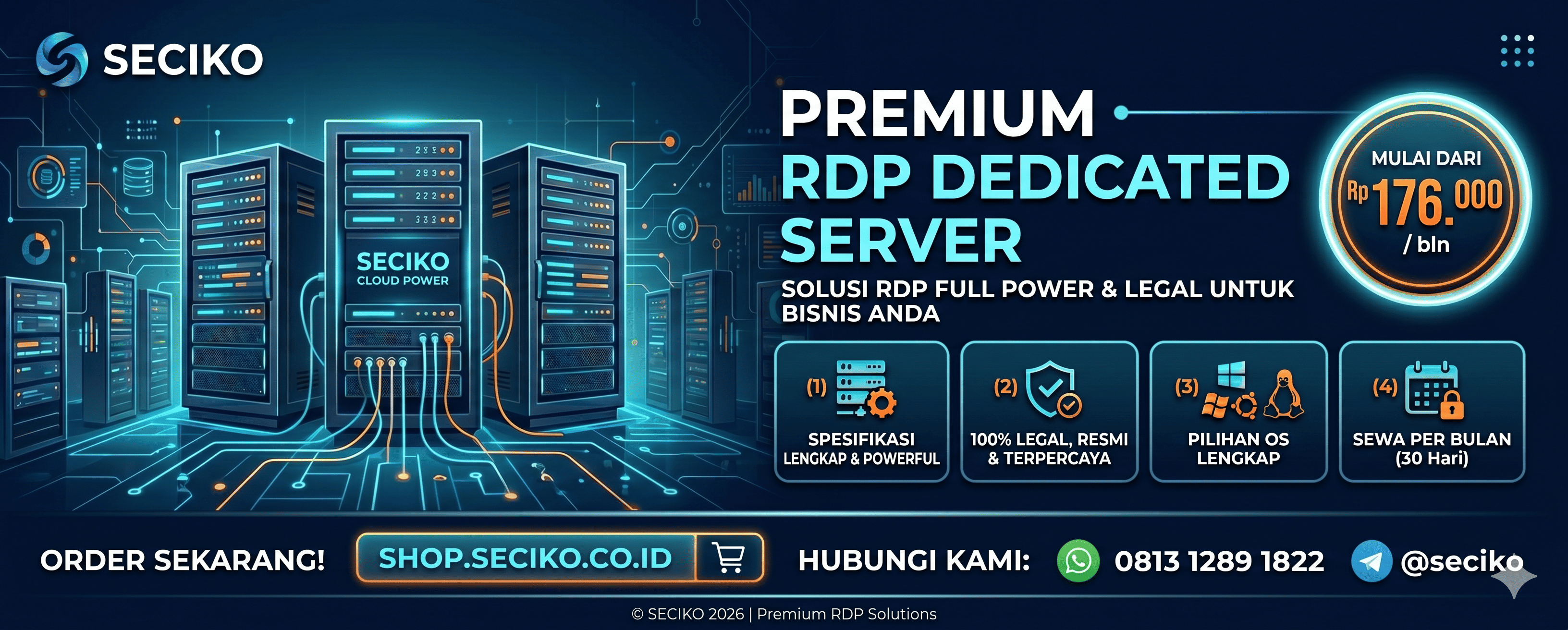 Beli RDP Windows Murah dan Layanan Dedicated Server Terbaik Infrastruktur Unmetered Bandwidth Seciko Store